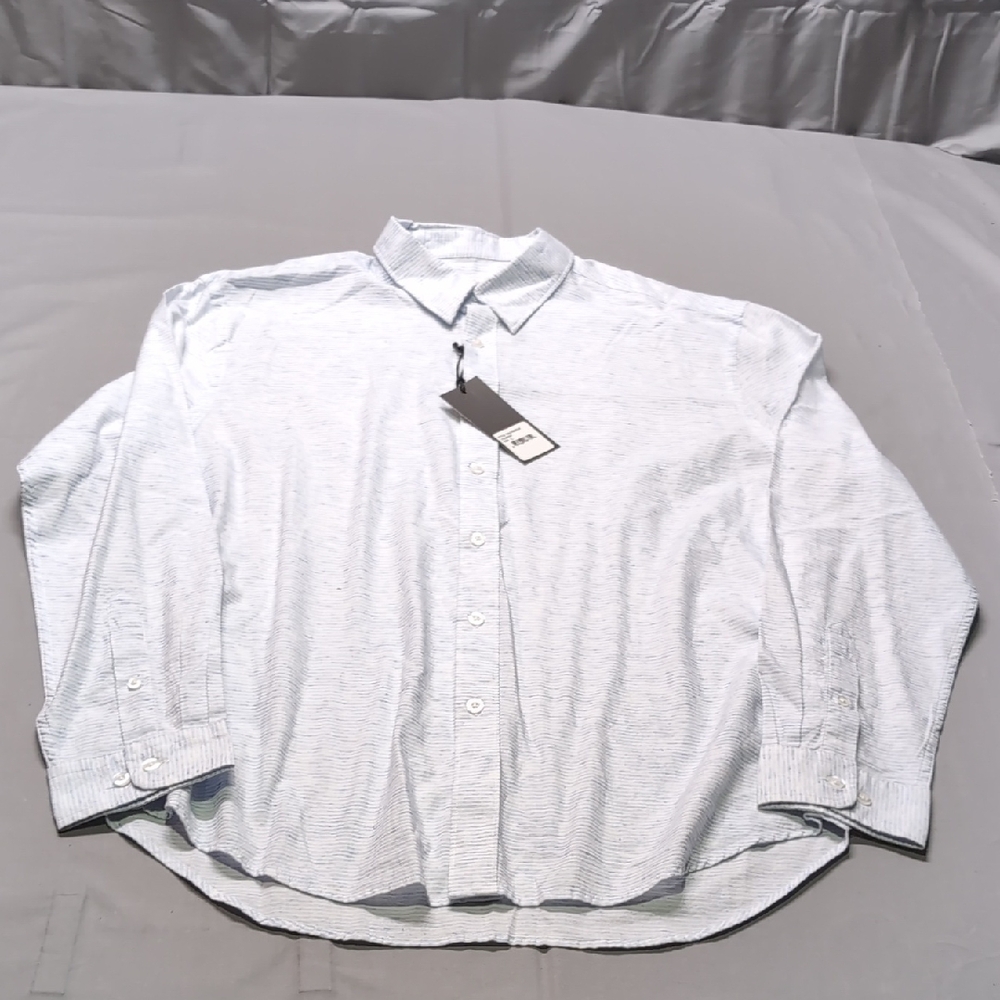 California Shirt Co Redondo Slub Cotton‎ Shirt Light Blue Striped Mens Large NWT